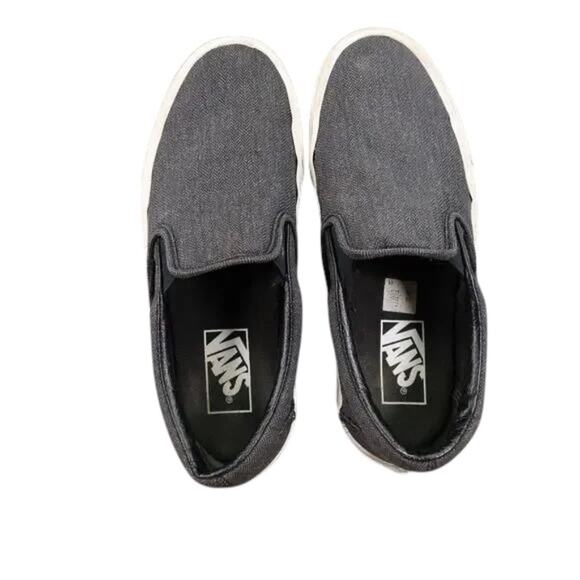 Vans Shoes Womens 7 Sneaker Classic Slip On Herringbone Skate Casual Active Gray - Picture 6 of 14